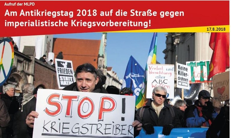 1. September: Am Antikriegstag 2018 auf die Straße gegen imperialistische Kriegsvorbereitung!
