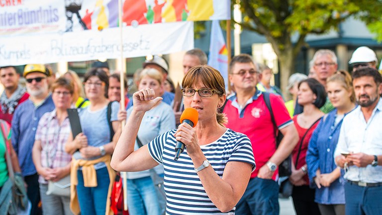 Redebeitrag von Gabi Fechtner auf der Montagsdemonstration