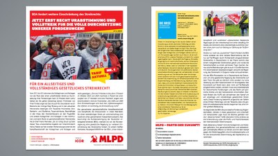 BDA fordert weitere Einschränkung des Streikrechts: Jetzt erst recht Urabstimmung und Vollstreik für die volle Durchsetzung unserer Forderungen!