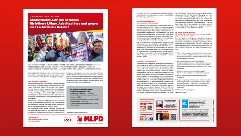 Gemeinsam auf die Straße – für höhere Löhne, Arbeitsplätze und gegen die faschistische Gefahr!