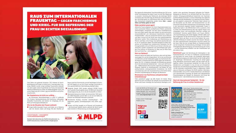Gegen Faschismus und Krieg, für die Befreiung der Frau im echten Sozialismus!