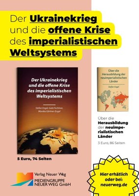 Werbeplakat Broschüre "Der Ukrainekrieg und die offene Krise des impearialistische Weltsystems"