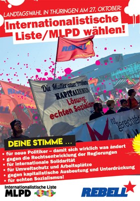 Landtagswahl in Thüringen am 27.10.: Internationalistische Liste/MLPD wählen!