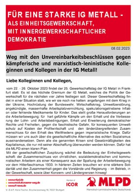 Weg mit den Unvereinbarkeitsbeschlüssen gegen kämpferische und marxistisch-leninistische Kollegen