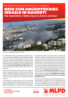 Nein zum Angriffskrieg Israels in Nahost!