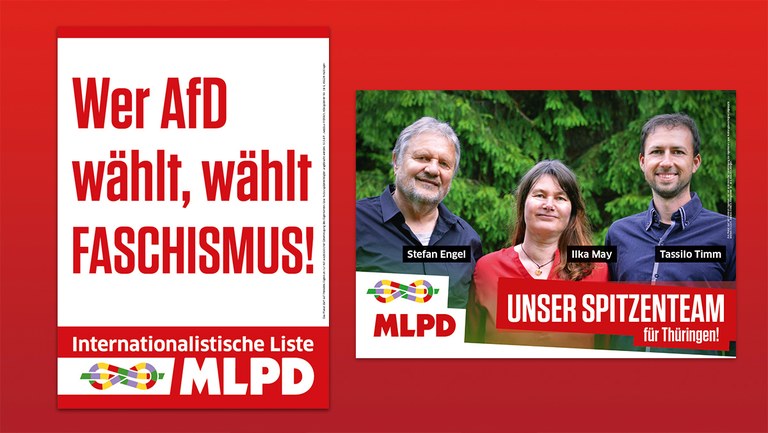 Wahlplakate der MLPD zur Landtagswahl in Thüringen