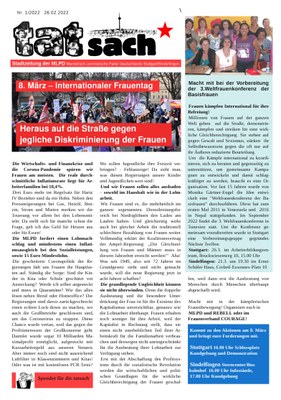 "Tatsach" 1/2022 - Stadtzeitung der MLPD Stuttgart/Sindelfingen